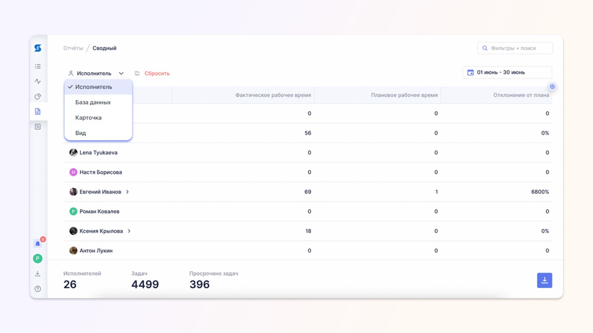 Сортировка данных