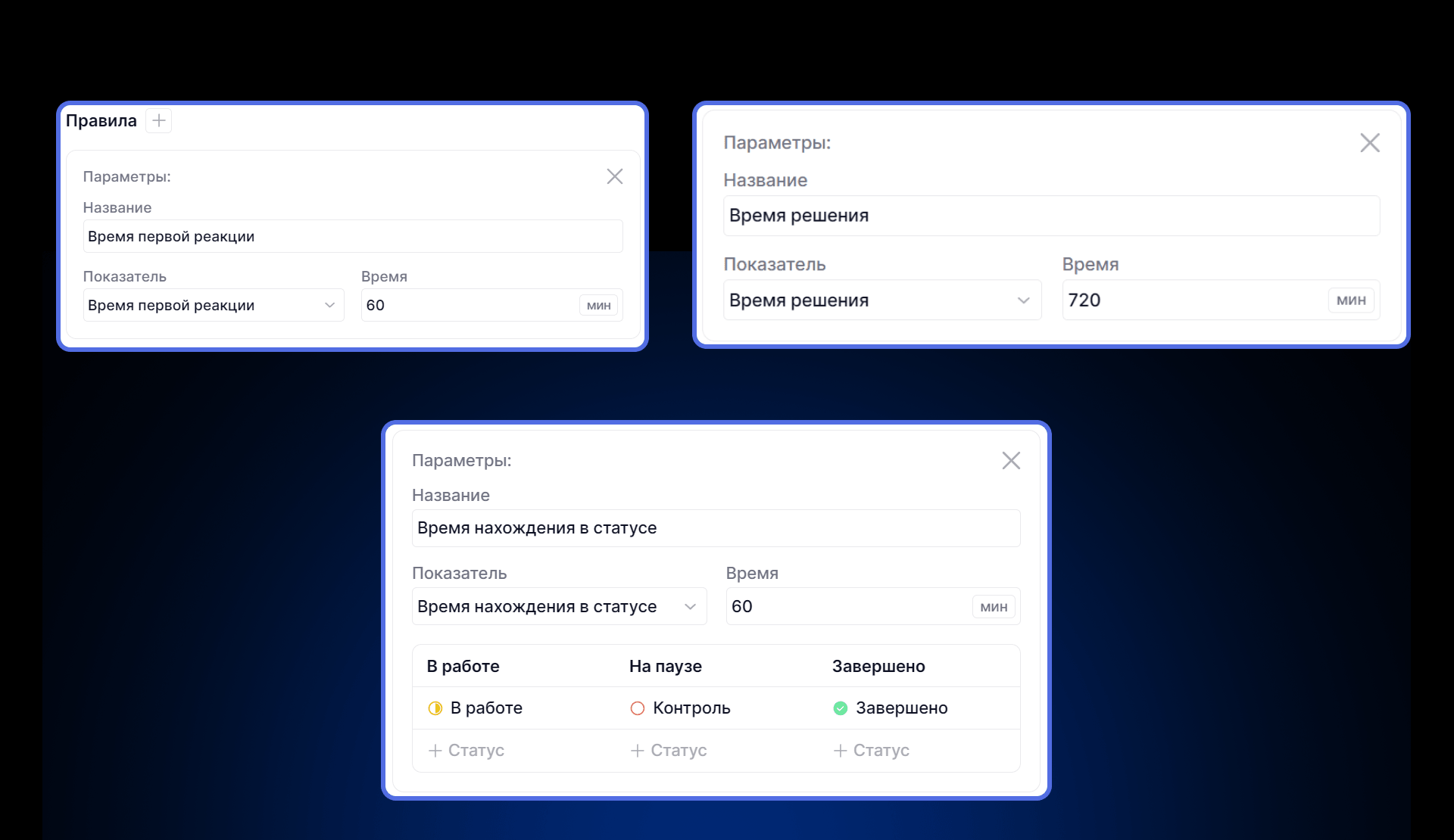 Три типа правил под разные процессы